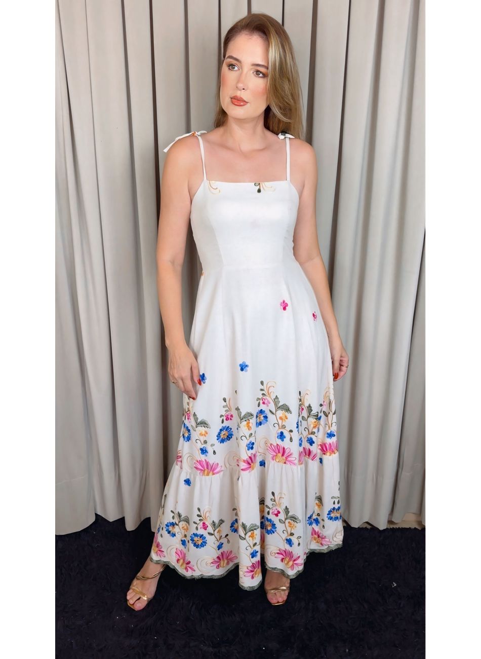 Vestido Feminino Longo Estampado - ... - D'Menina