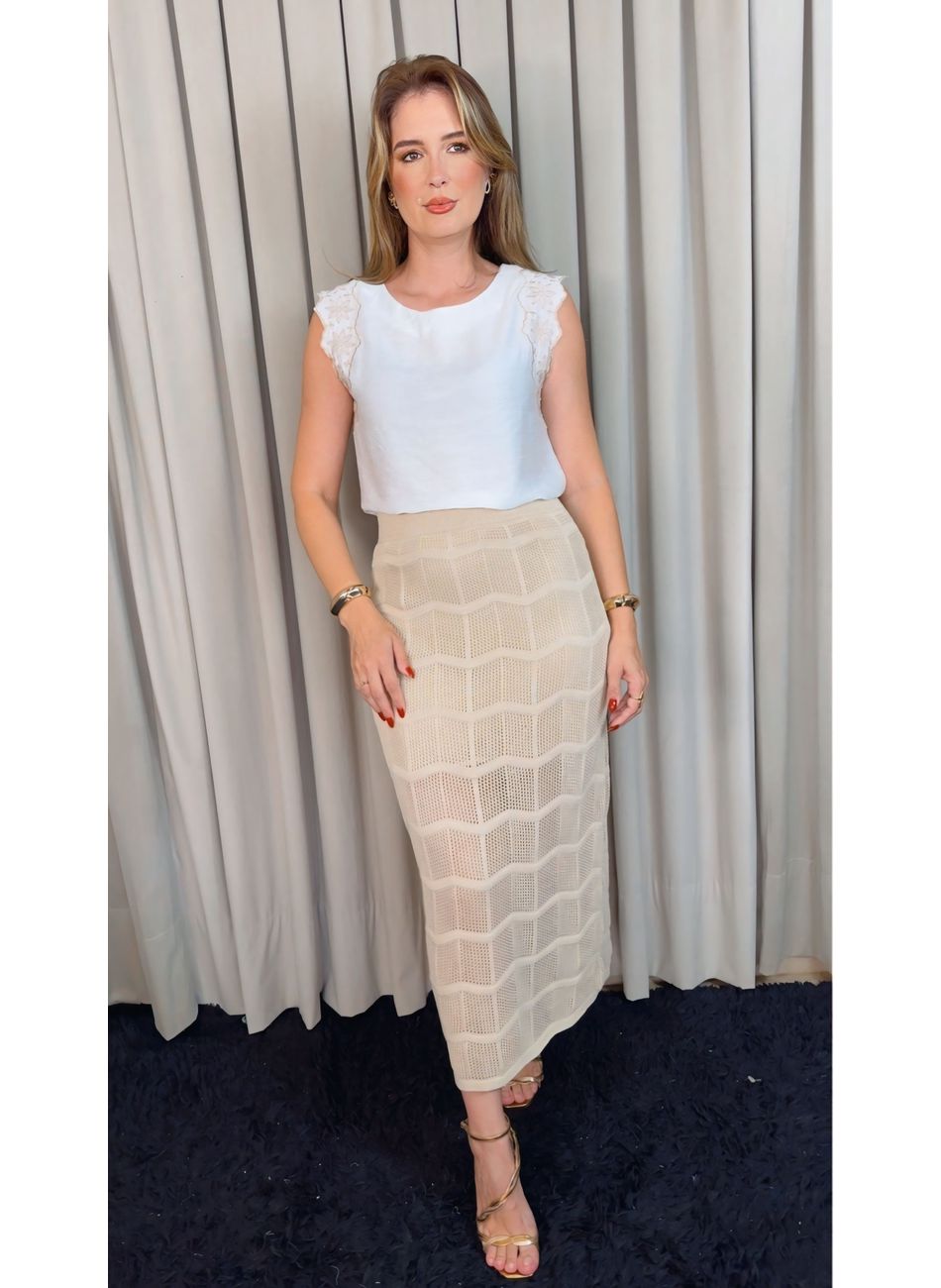 Saia Feminina Em Trico - Nude -Cod ... - D'Menina