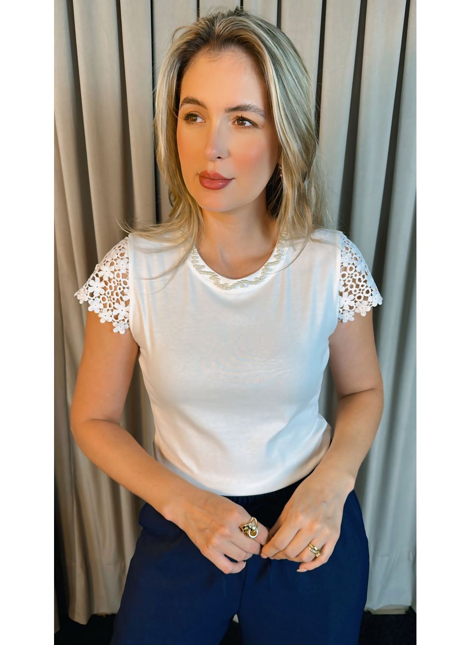 T-shirt Feminina Manga Bordado Cod ... - D'Menina