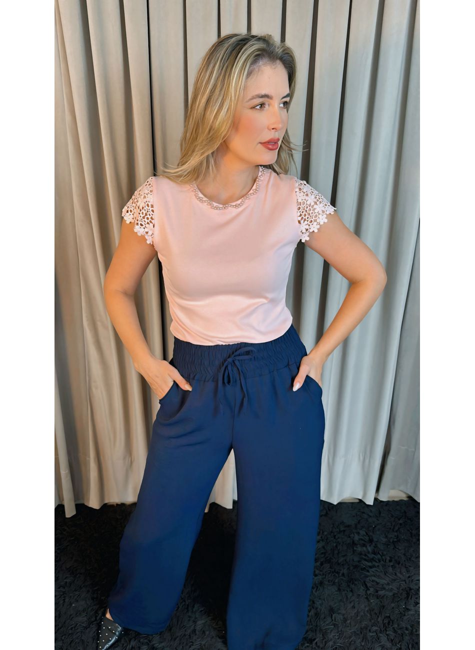 T-shirt Feminina Manga Bordado Cod-... - D'Menina