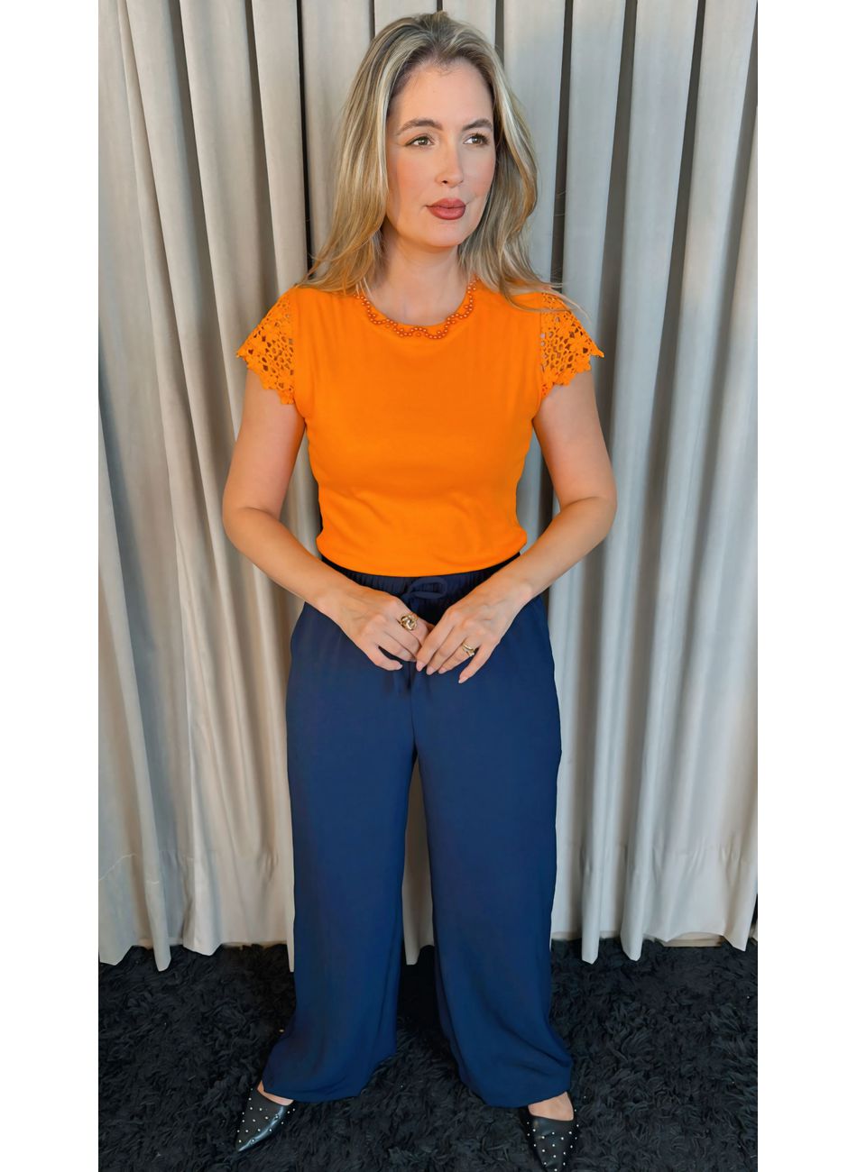 T-shirt Feminina Manga Bordado Cod-... - D'Menina