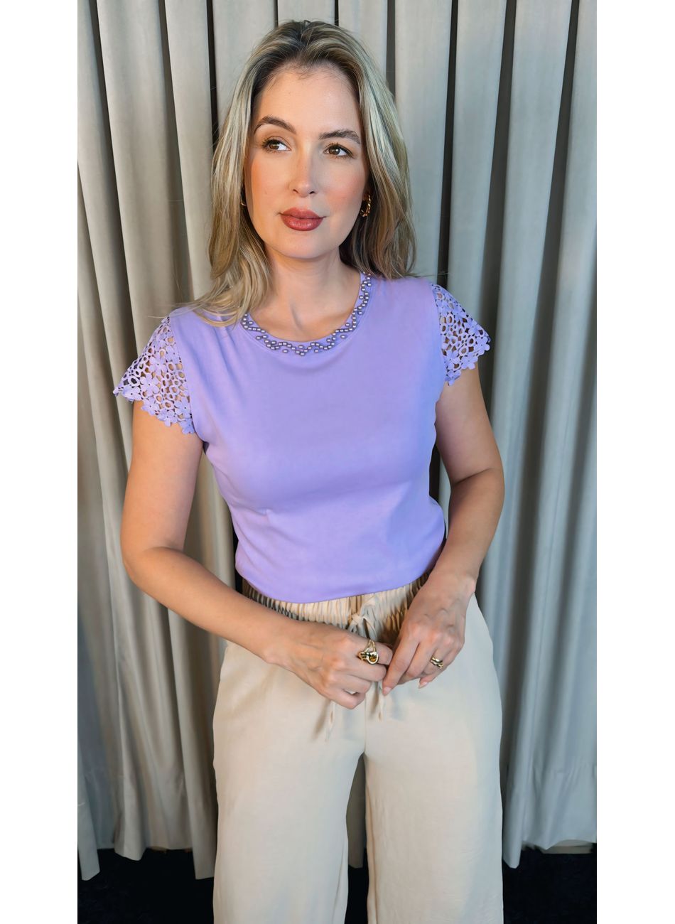 T-shirt Feminina Manga Bordado Cod-... - D'Menina