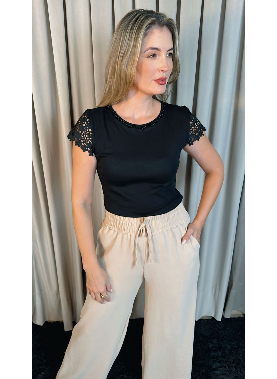 T-shirt Feminina Manga Bordado Cod-... - D'Menina