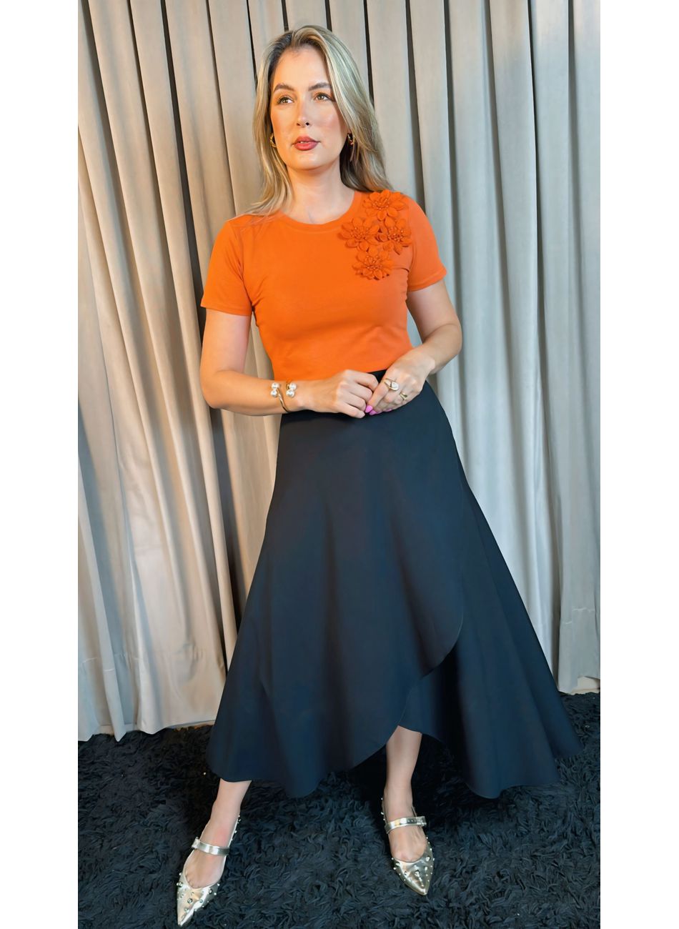 Saia Transpassada Feminina - Preta ... - D'Menina