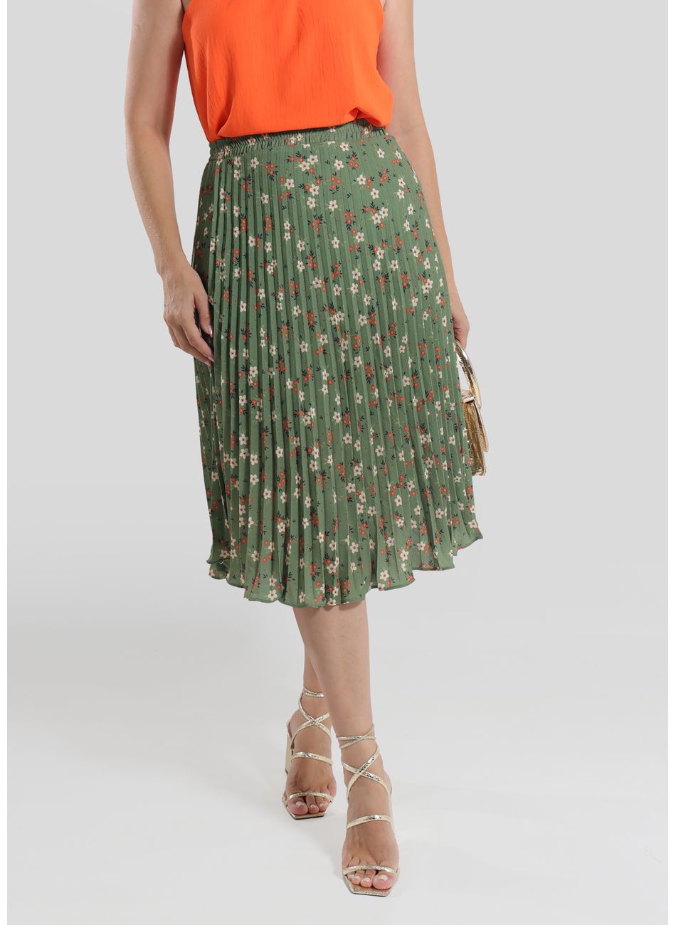 Saia Plissada Verde Feminina - Cod ... - D'Menina