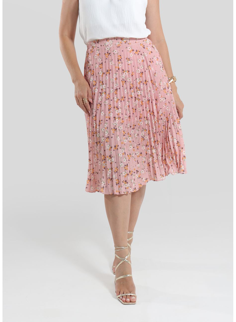 Saia Plissada Rosa Feminina - - Cod... - D'Menina