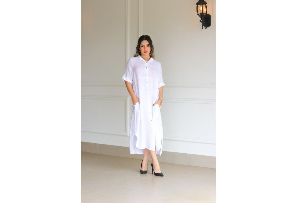 Chemise Classica Linho Italiano Branco