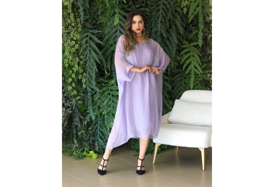 Kaftan Patrícia Seda Italiana Lilás