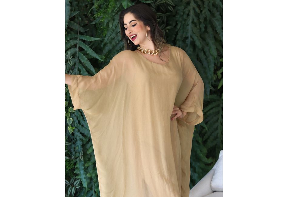 Kaftan Patrícia Seda Italiana Caramelo