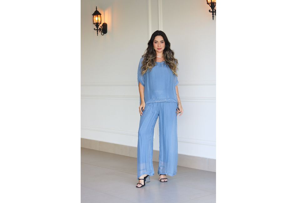 Conjunto Maya Seda Italiana Azul Jeans