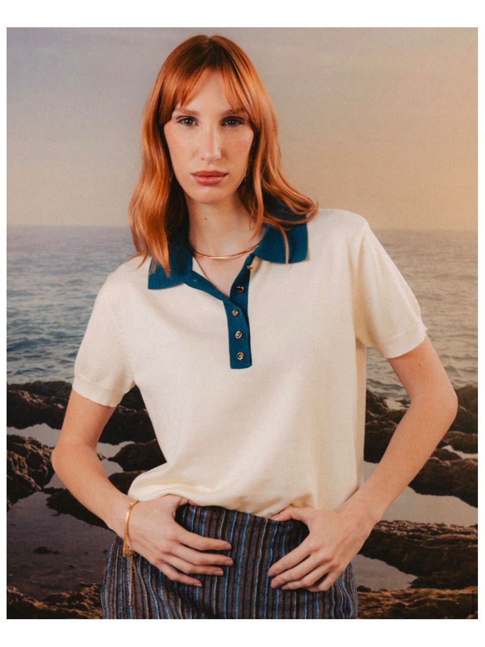 Camiseta Gola Polo Tricot Jade Aquarella