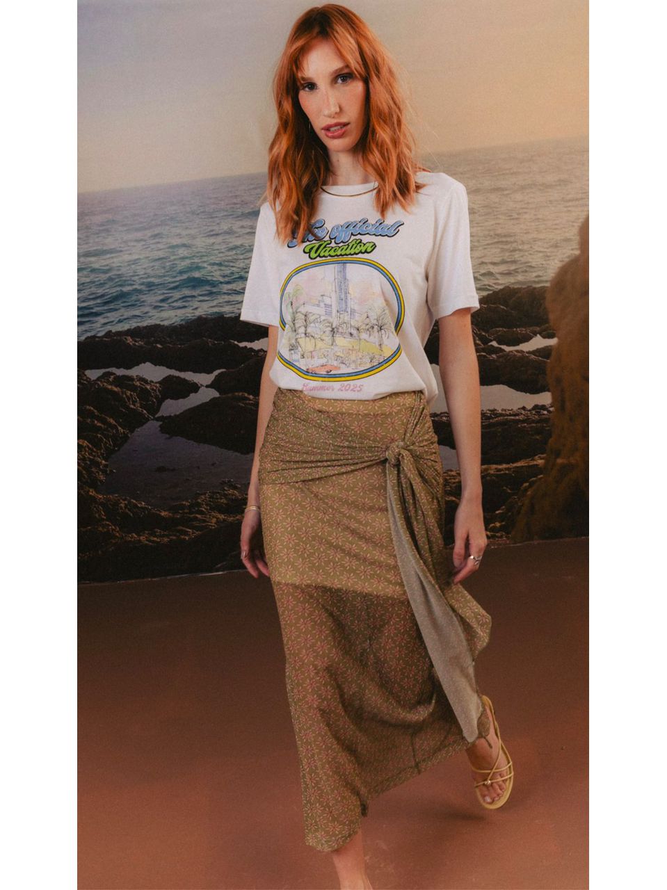 Saia Naira Estampa Verde Aquarella