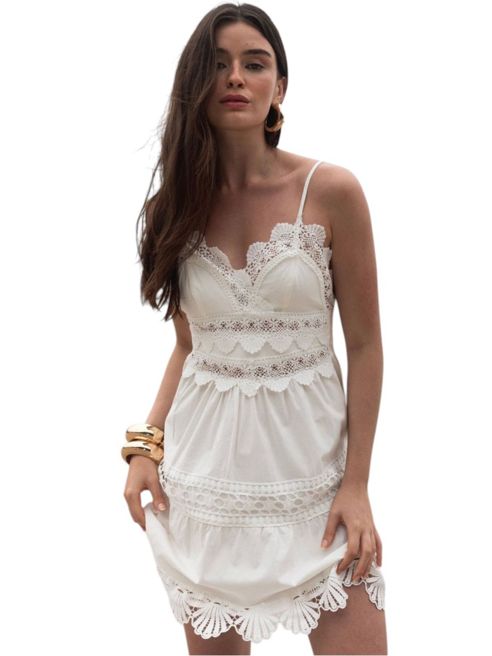 Vestido Aquarella Mini Chloe Off-White