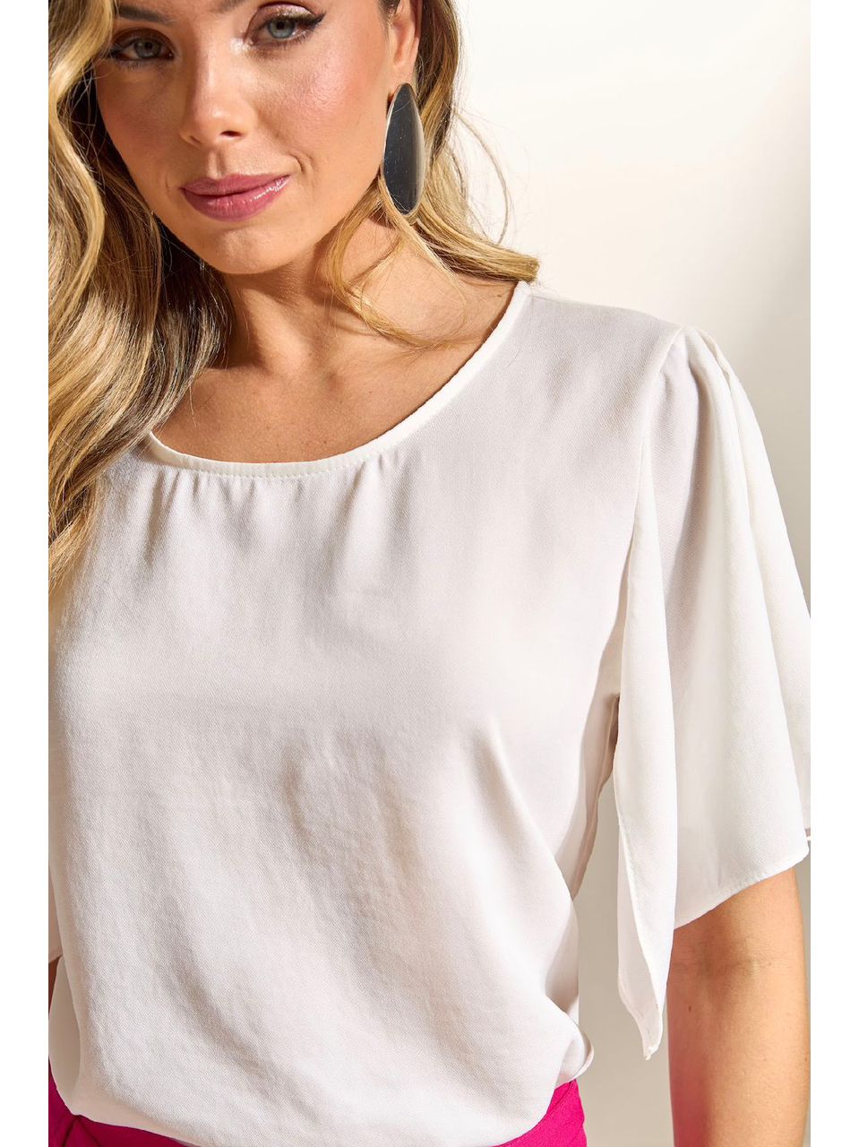 Blusa Ampla Em Crepe Com Babado