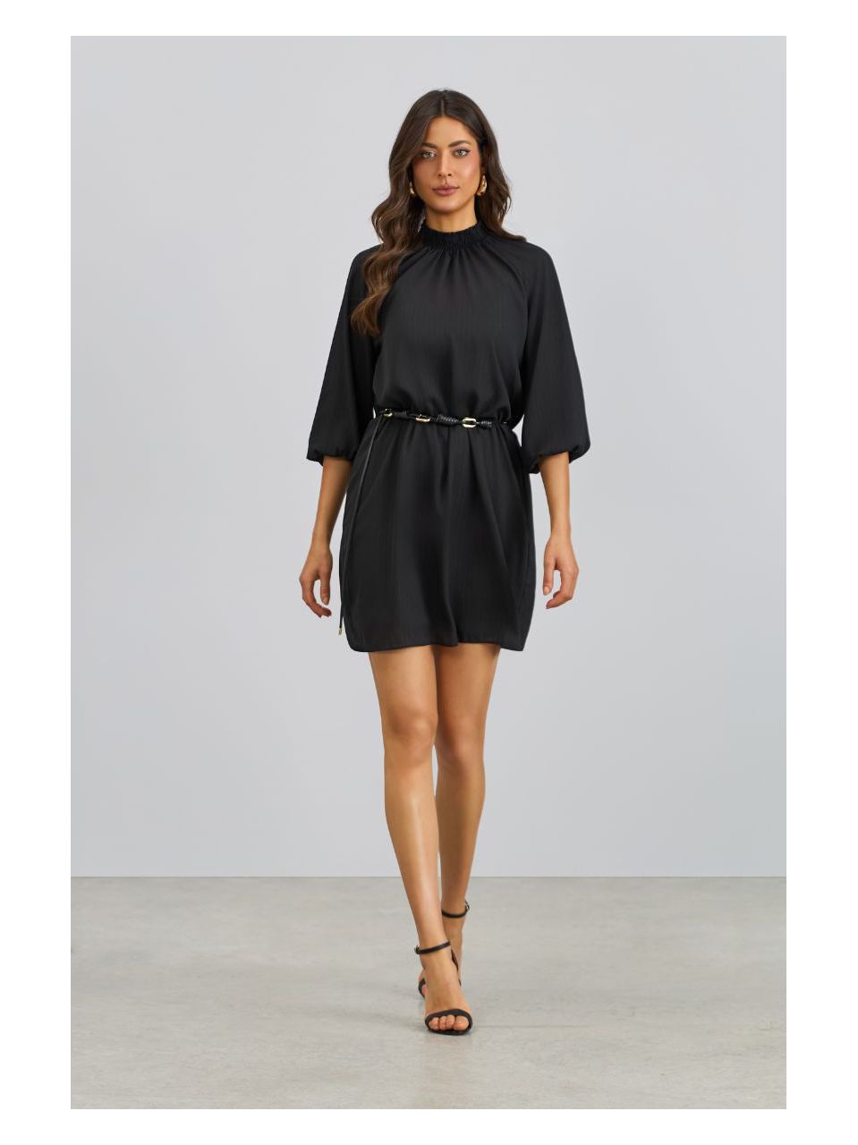 Vestido Crepe Risca de Giz Preto