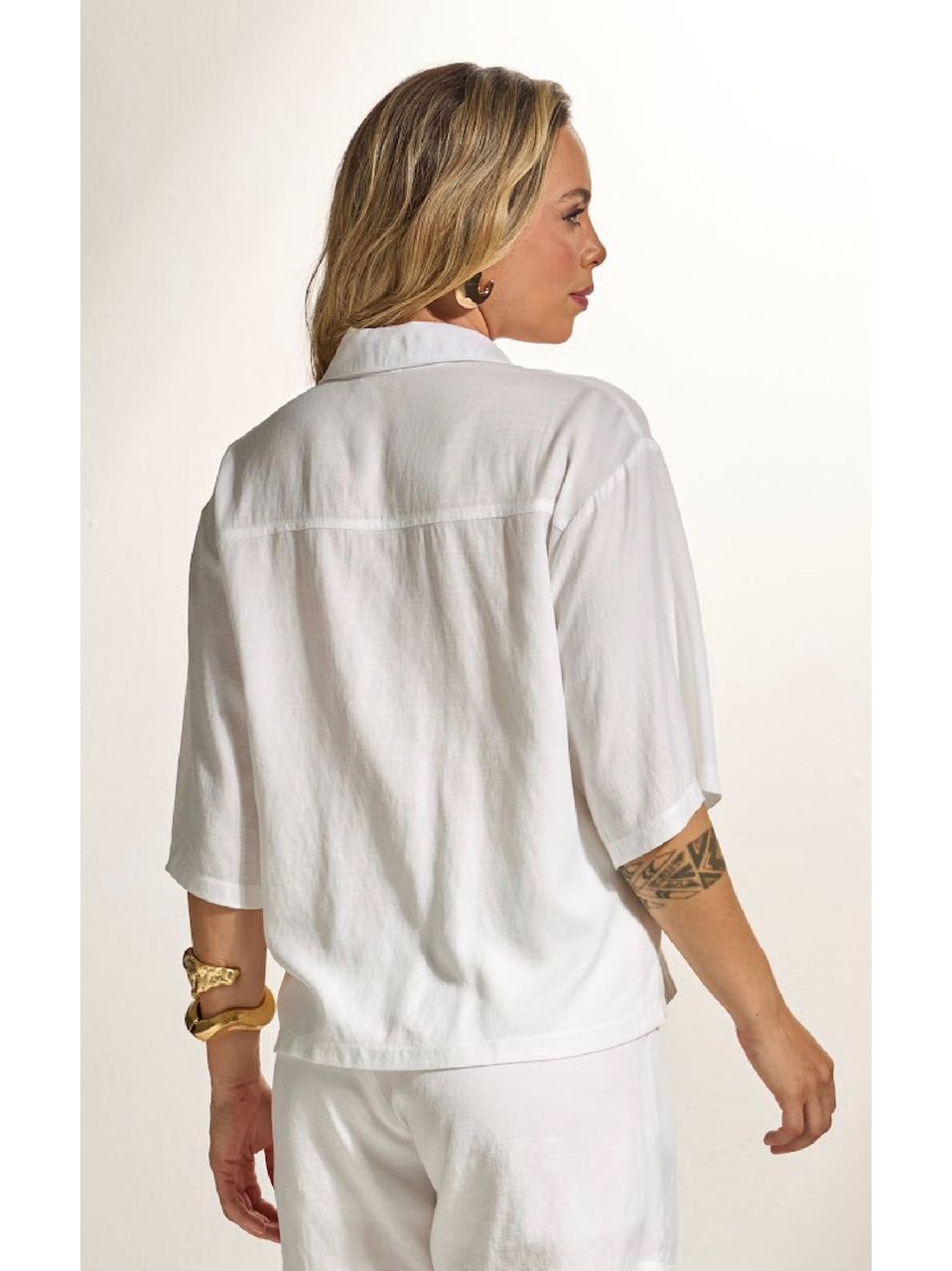 Camisa Em Viscolinho Aplique Limão - Displicent