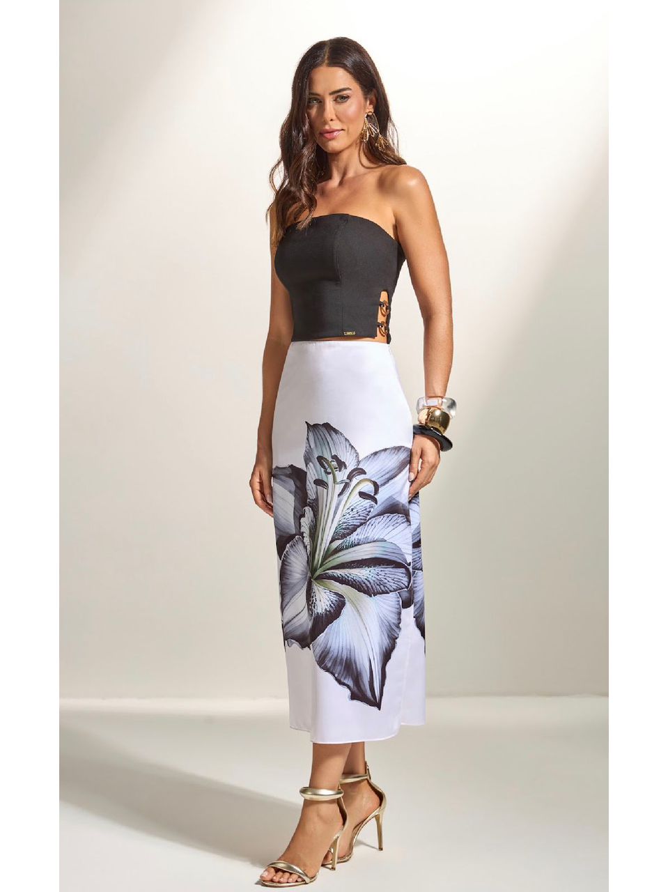 Saia Midi Com Fenda Acetinado - Displicent