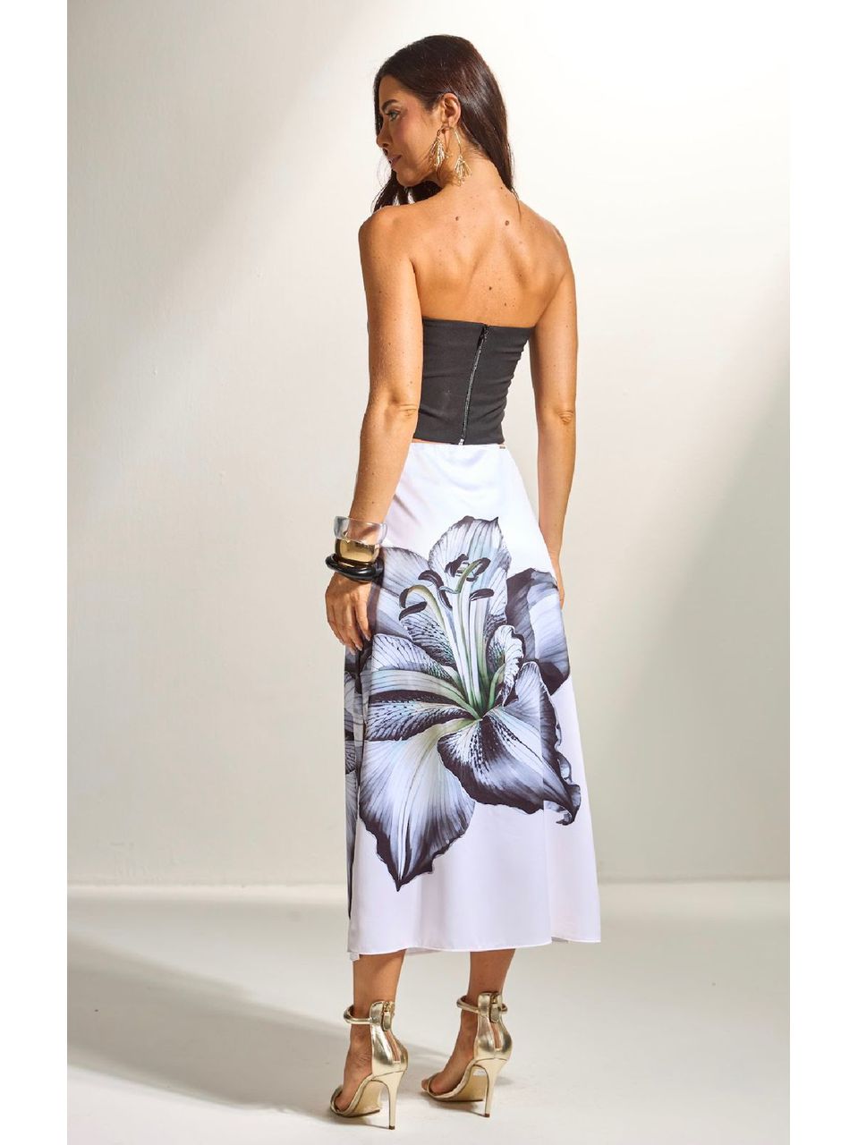 Saia Midi Com Fenda Acetinado - Displicent