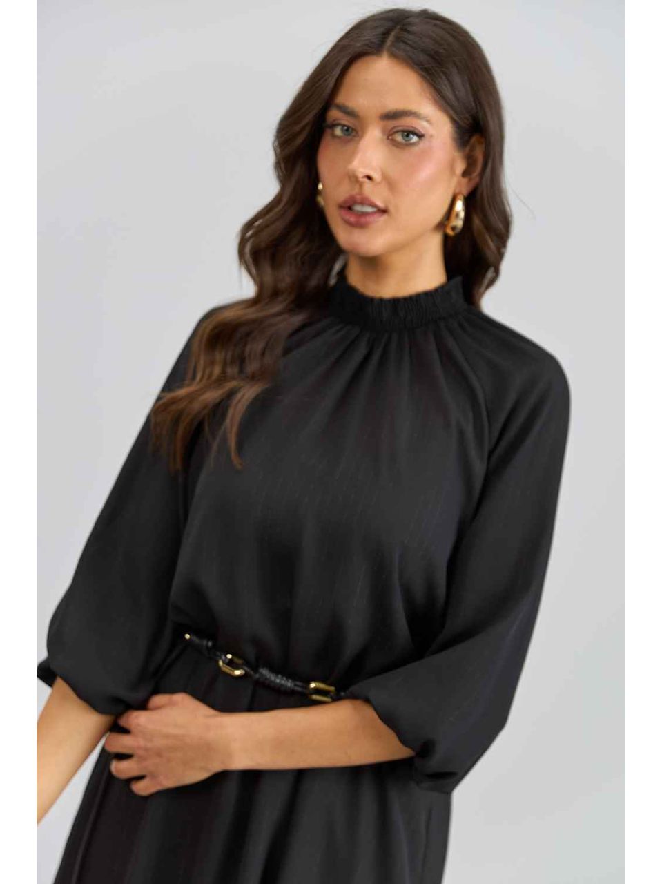 Vestido Crepe Risca de Giz Preto