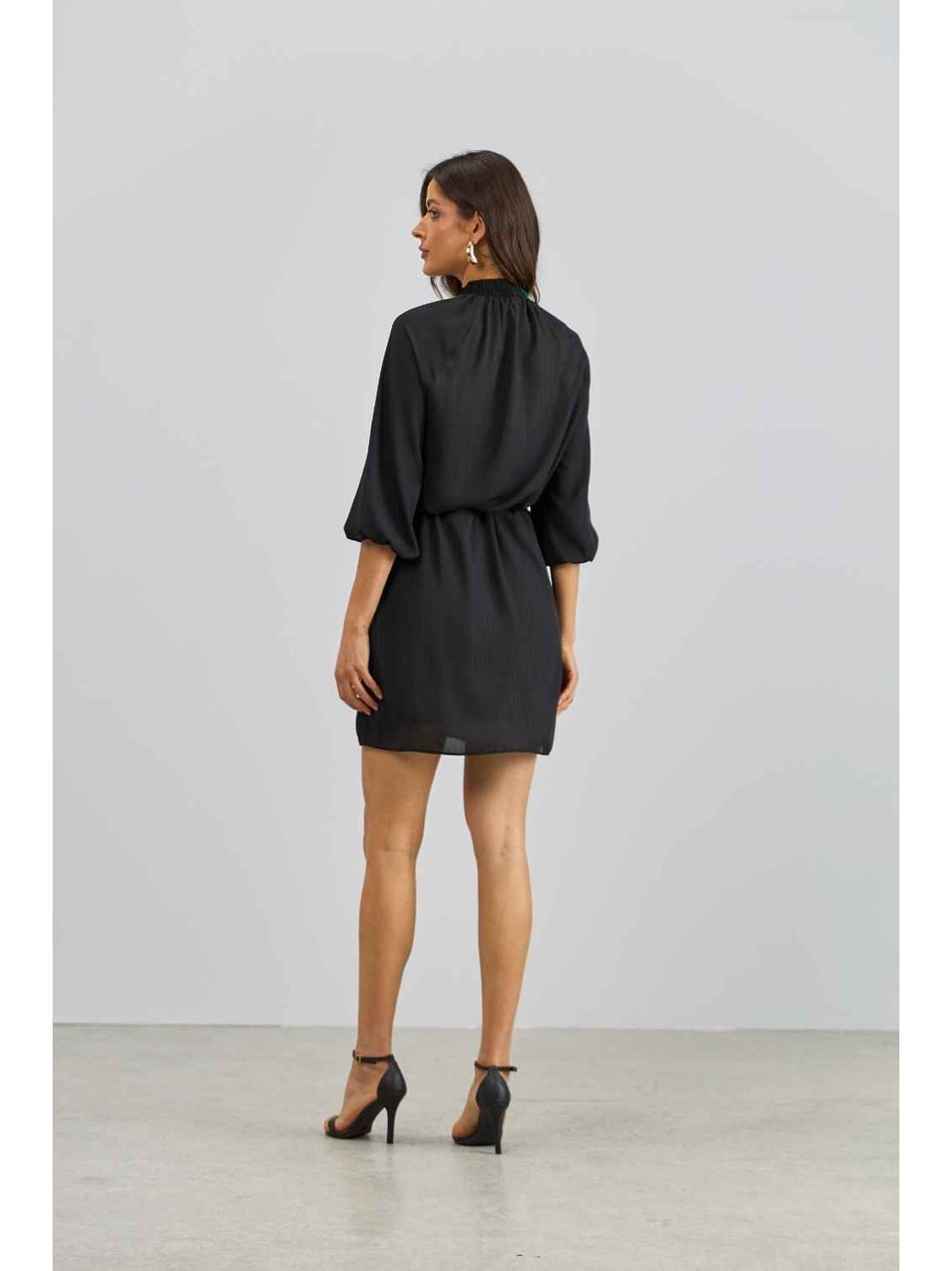 Vestido Crepe Risca de Giz Preto
