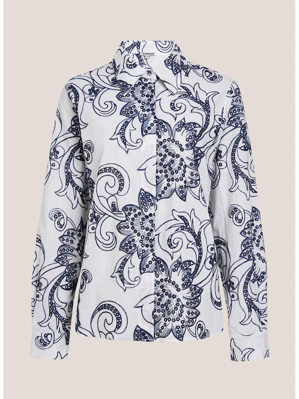 Blusa Bordada Gola Dudalina Feminina