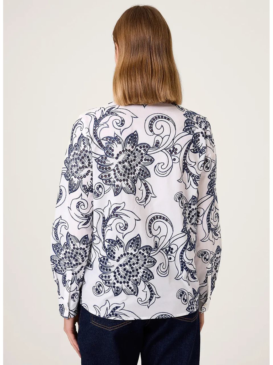 Blusa Bordada Gola Dudalina Feminina