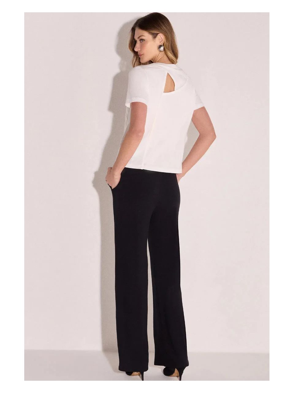 Calça Wide Leg Em Molevisco Preto