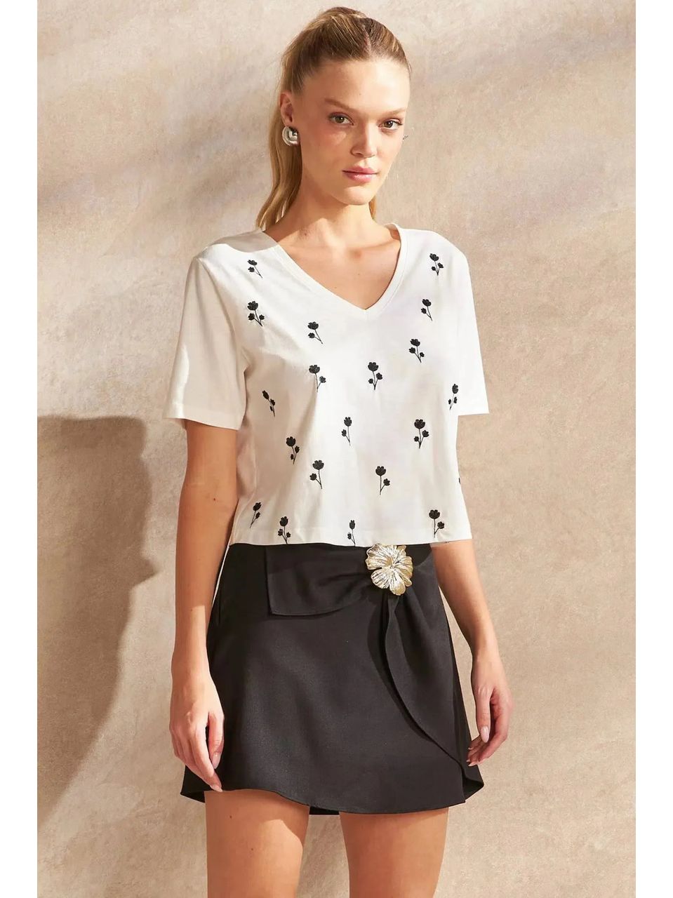 Shorts Saia em Blend de Viscose Preto