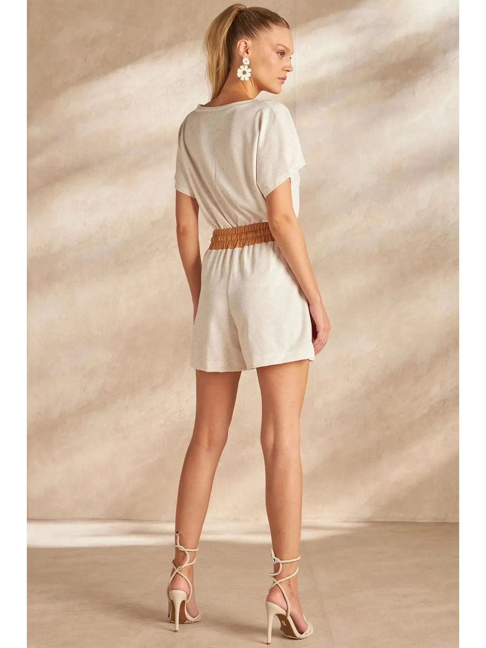 Shorts Cintura Alta Bicolor em Molevisco 77894 Linzzi