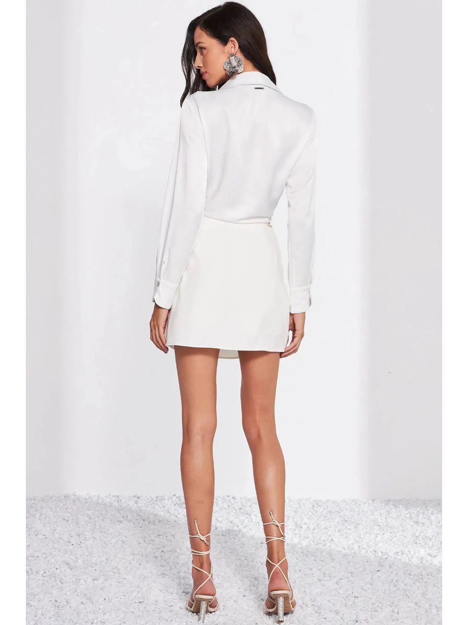 Shorts Saia em Blend de Viscose Off-White