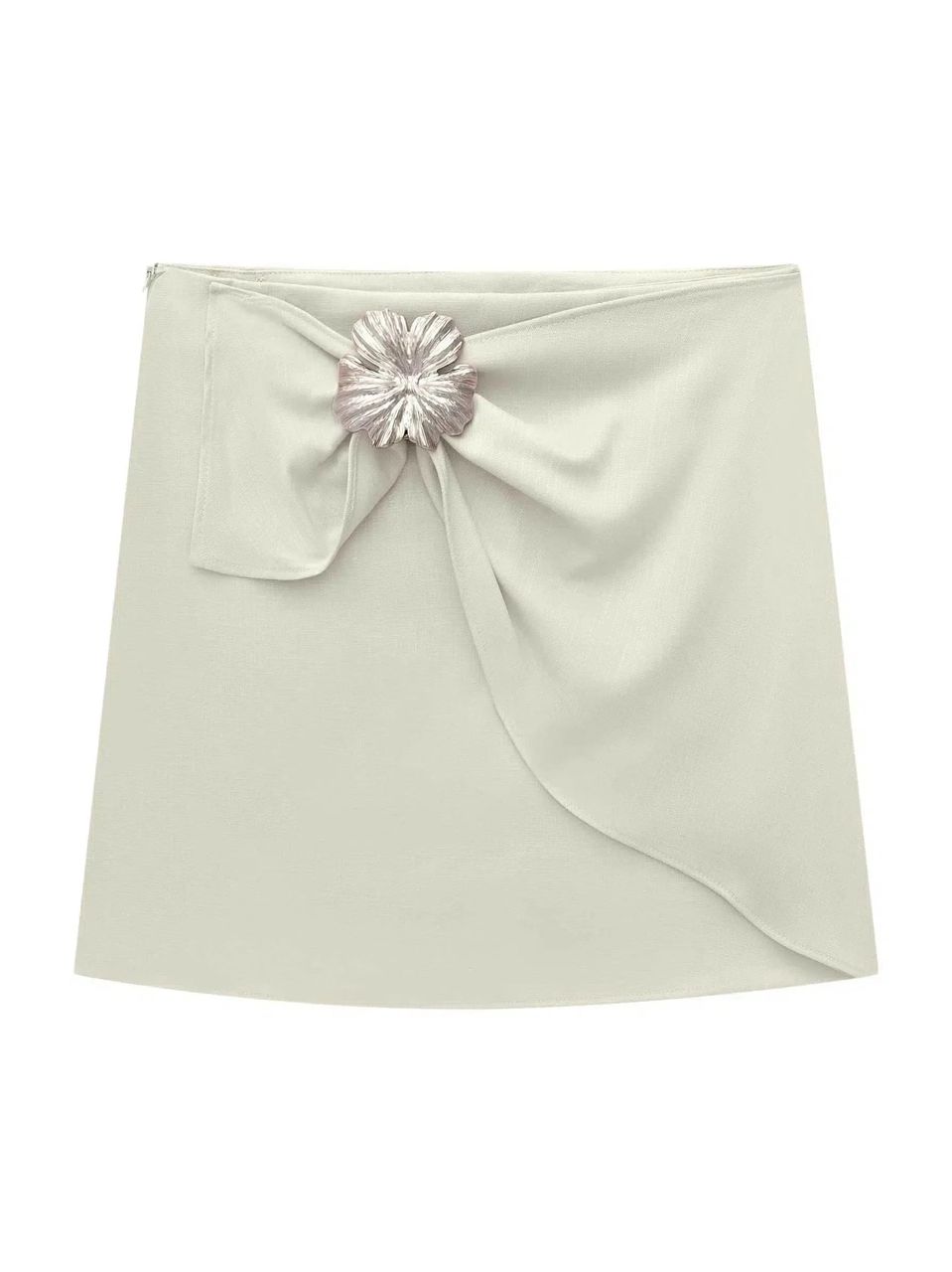 Shorts Saia em Blend de Viscose Off-White