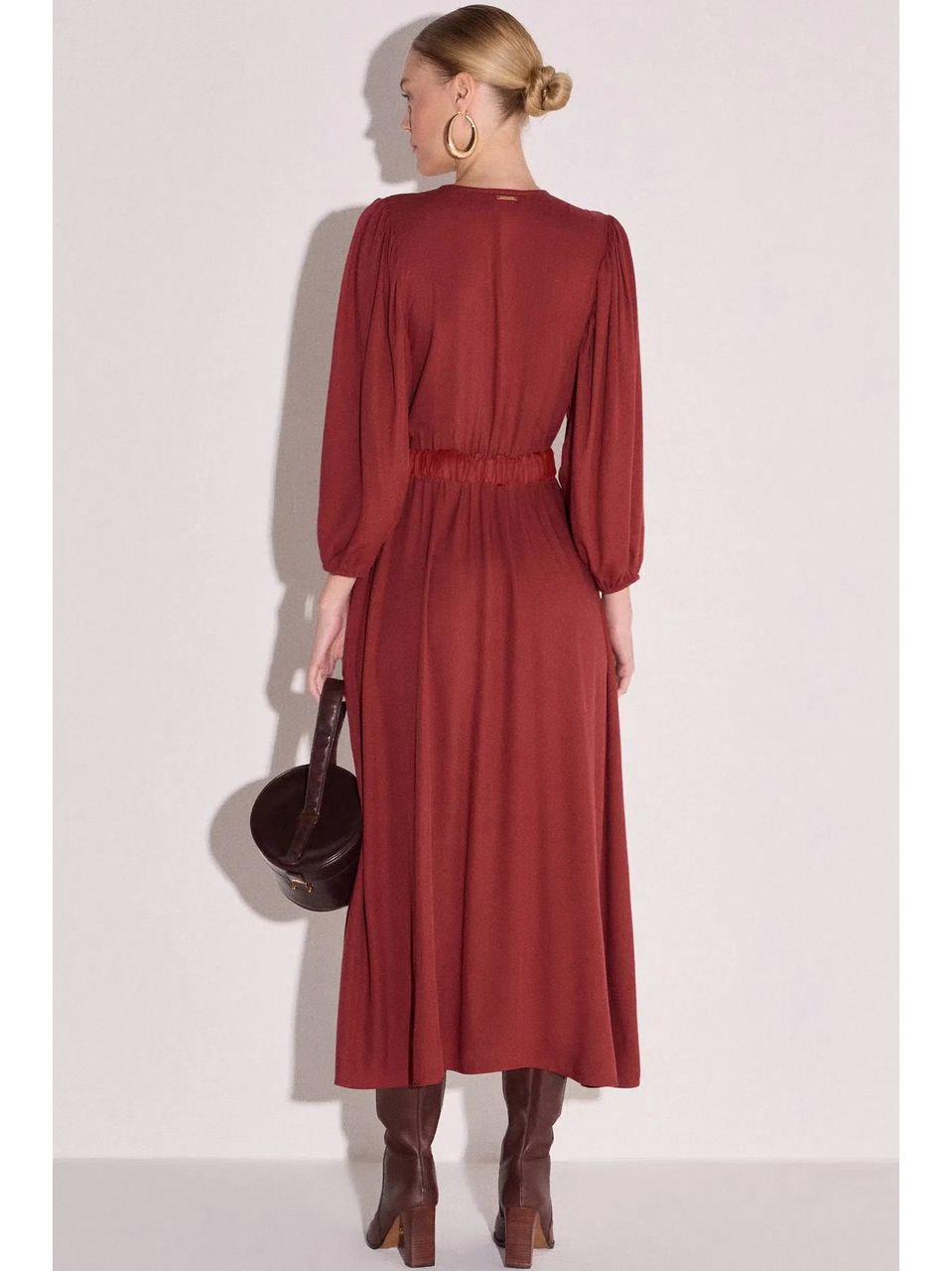 Vestido Maxi Midi em Blend de Viscose 