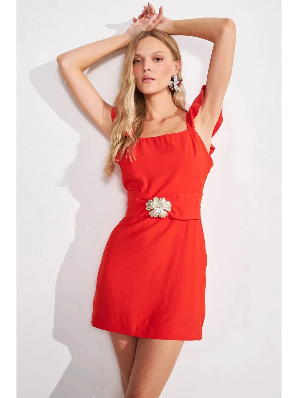 Vestido Curto em Blend de Viscose 