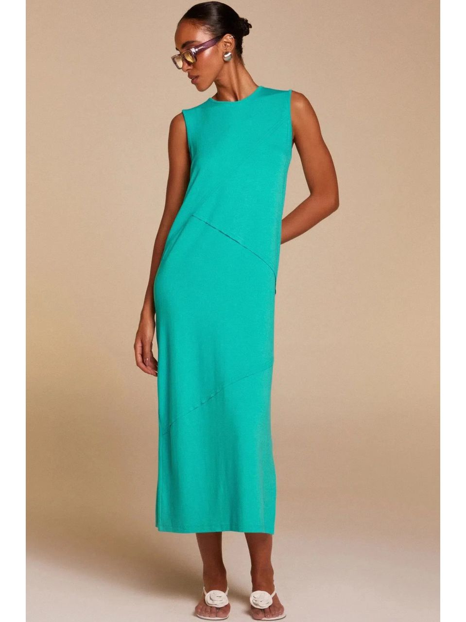 Vestido Maxi Midi em Molevisco 74486 Linzzi