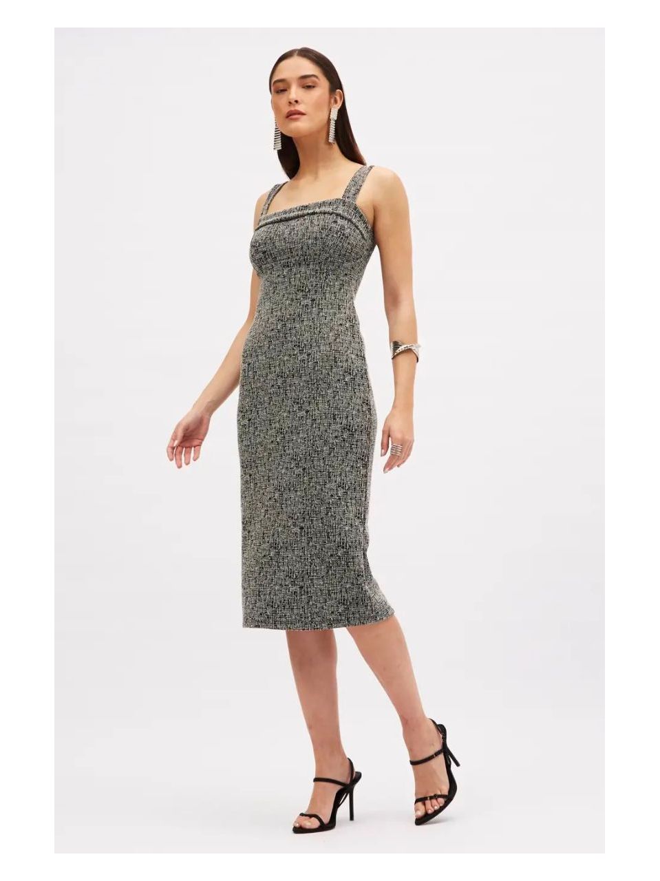 Vestido Sommer Tweed Preto/Off-White