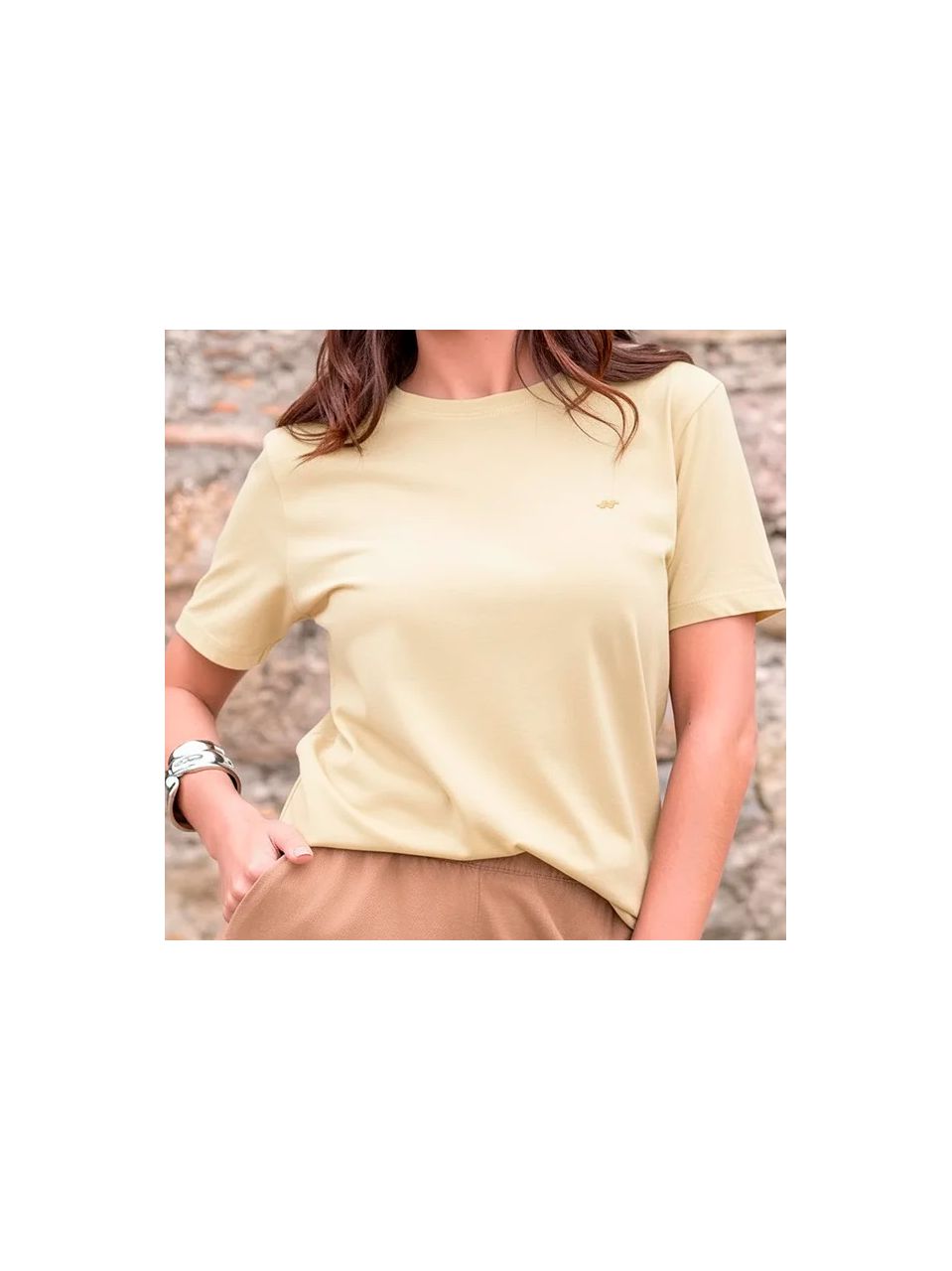 T-Shirt Algodão Básica Amarelo Claro