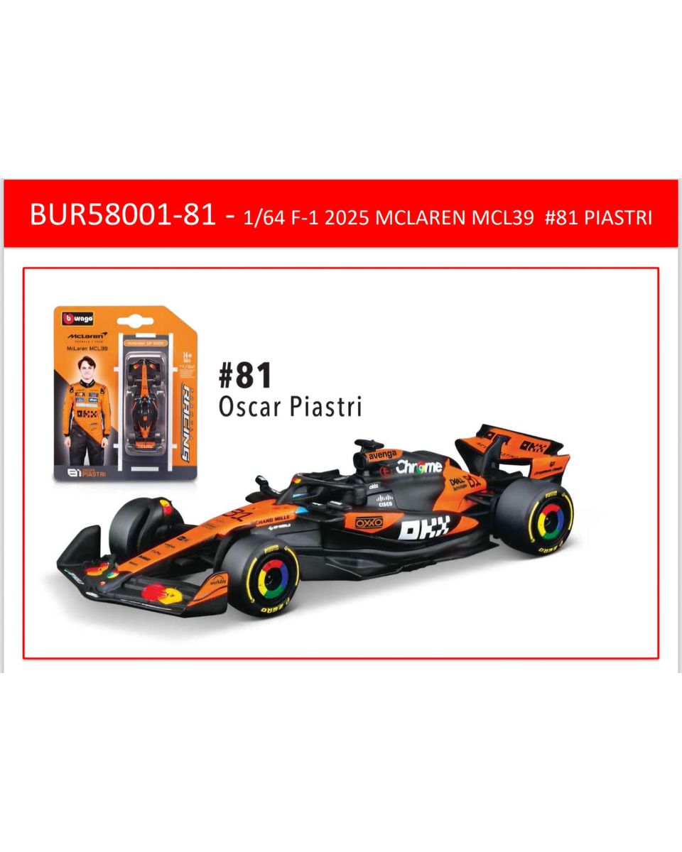 ​Bburago Fórmula 1 Mclaren Racing MCL-39 Oscar Pia... - AMAZONITTA