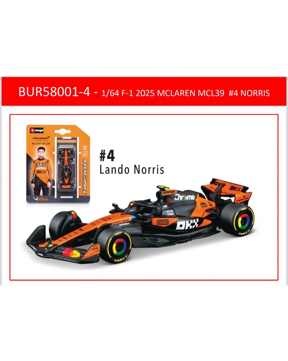 Bburago Fórmula 1 Mclaren MCL-39 Lando Norris 2025... - AMAZONITTA