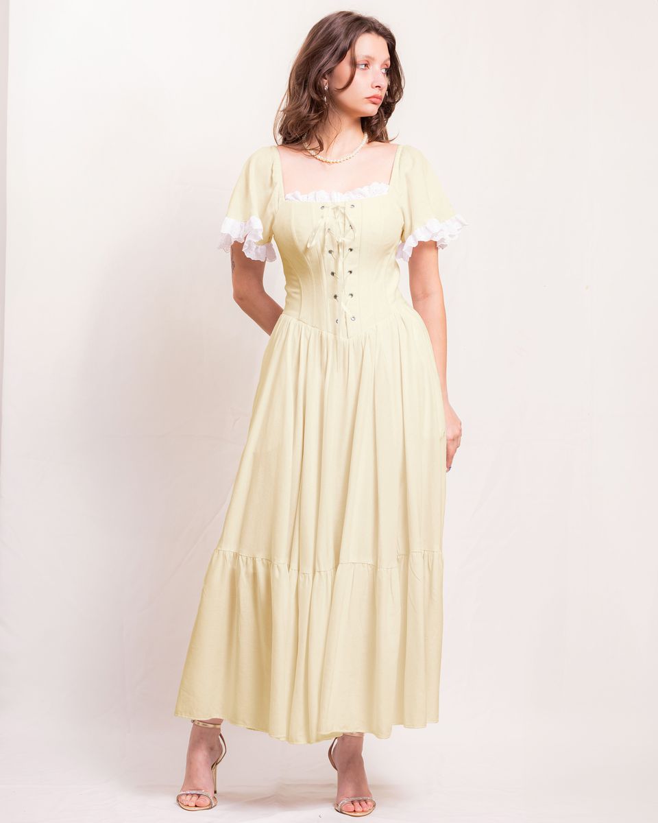 Vestido Corset Cottage Dream Amarelo
