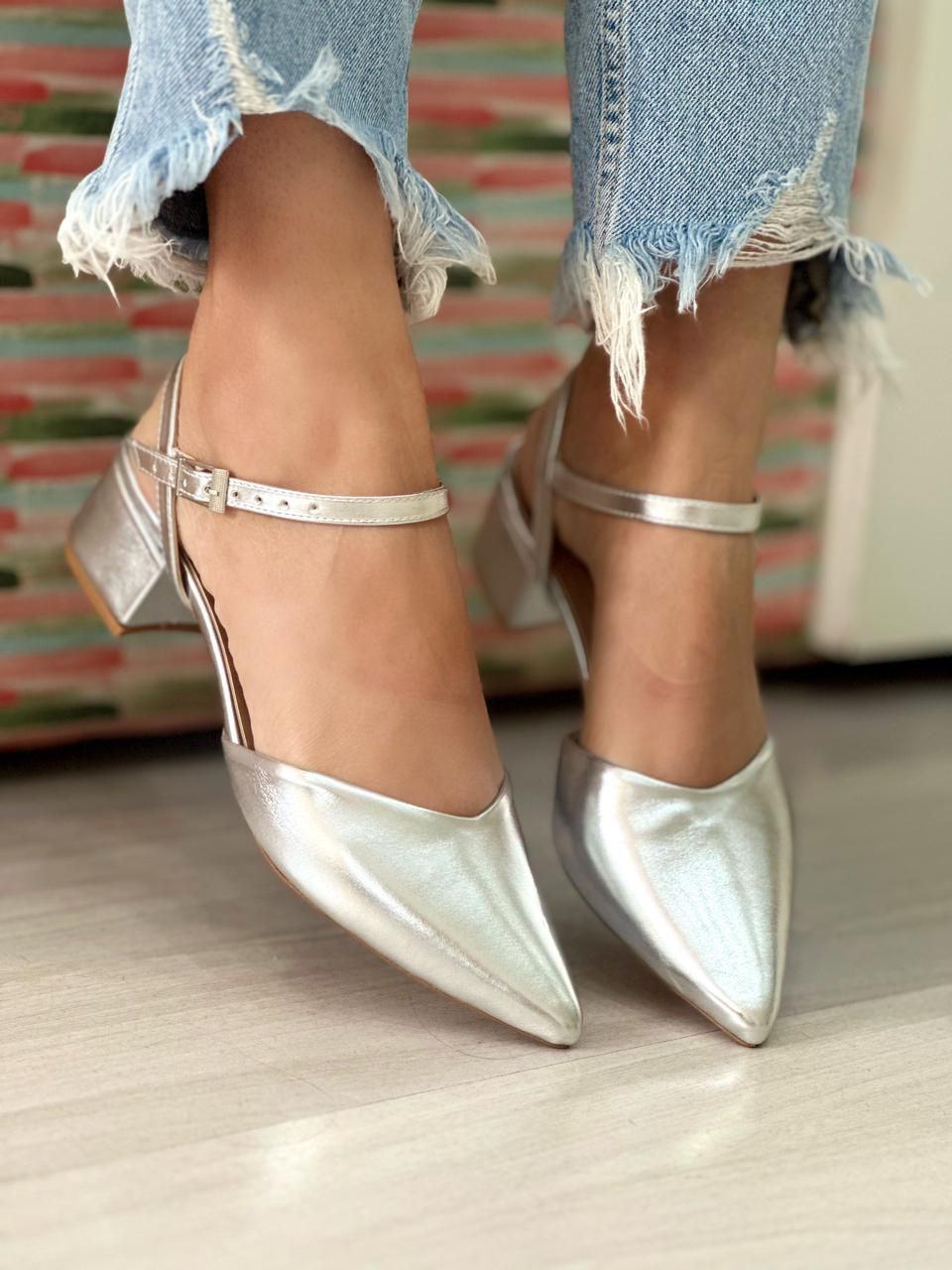 Scarpin chanel Betina prata - 1287 - ALUZZA CALÇADOS
