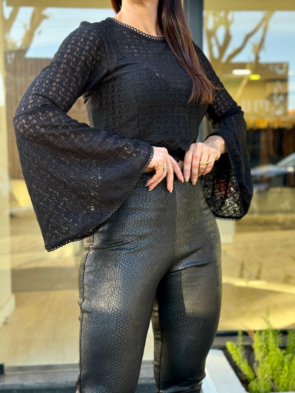 Calça Skinny Suede Animale Preto