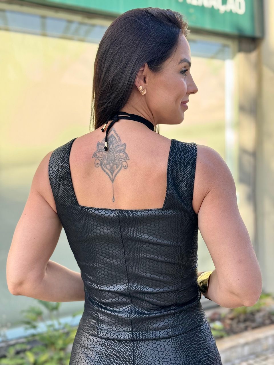 Corset Suede Elizabeth Animale Preto