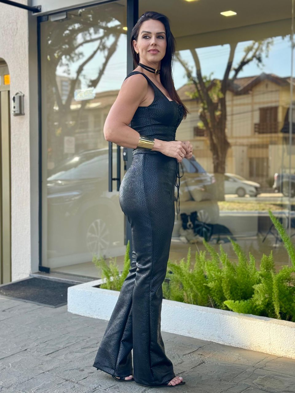 Corset Suede Elizabeth Animale Preto