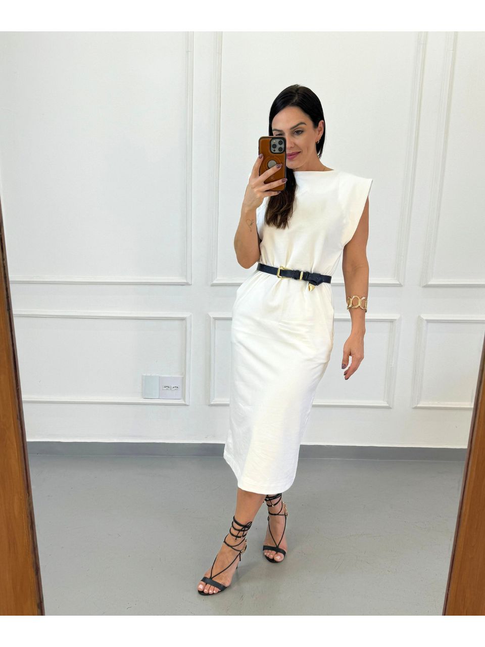 Vestido Midi Moletinho Marry Off White - Arpaia