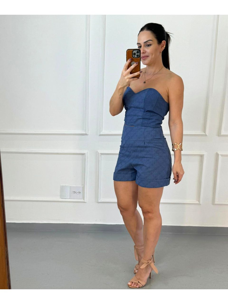 Conjunto Itália Em Linho Cordonê Azul Jeans