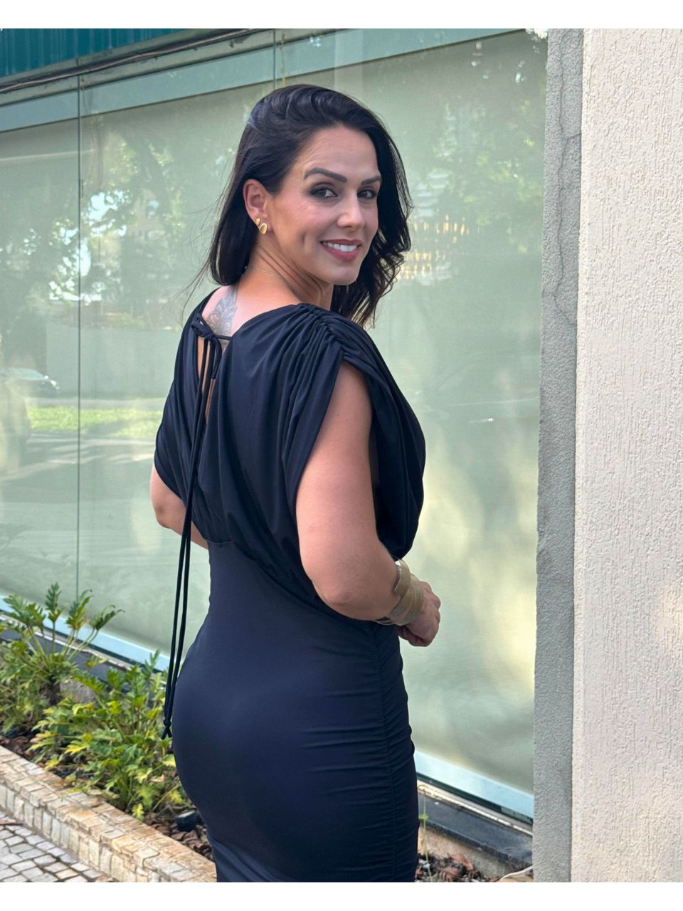 Vestido Curto Drapeado Afrodite Preto