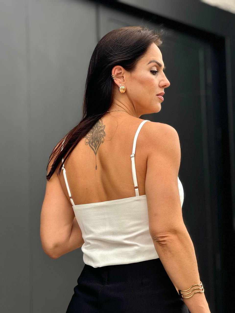 Blusa Alça Fina em Viscose Alice Off White
