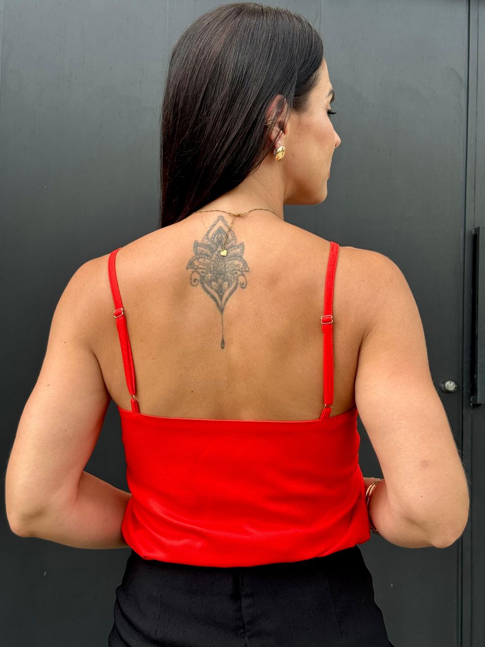 Blusa Alça Fina em Viscose Alice Vermelha