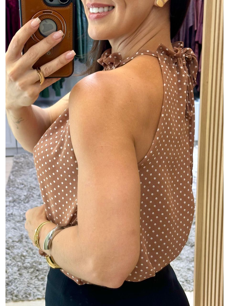Blusa Chiffon Poá Georgina Nude