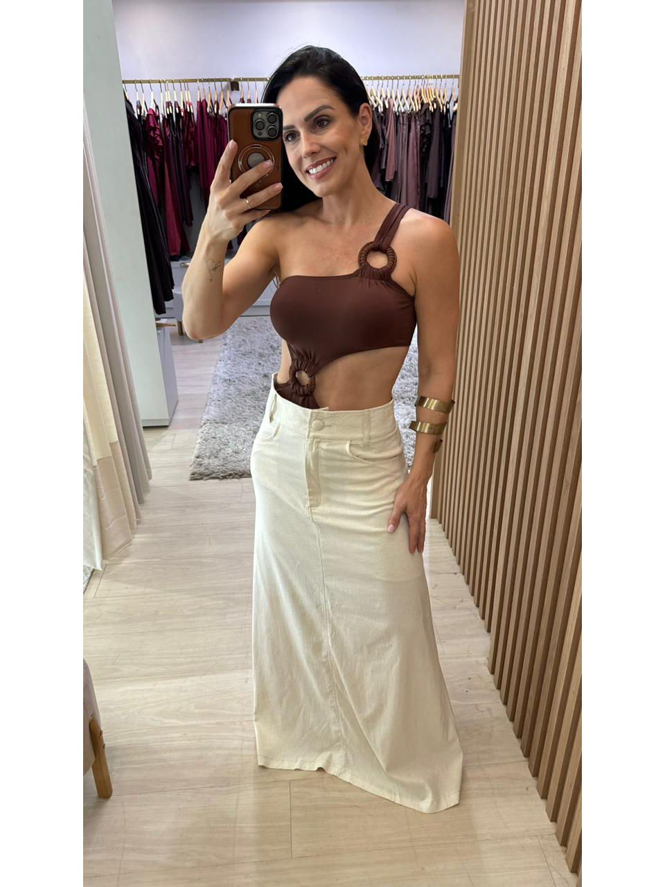 Body Nula Manga Riviera Marrom - Arpaia